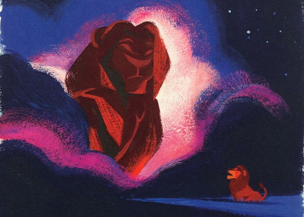 simba and Mufasa stars vision Lion King art