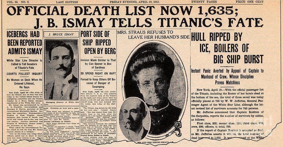 News Photograph - Titanic Sinking In The News by Photo Researchers