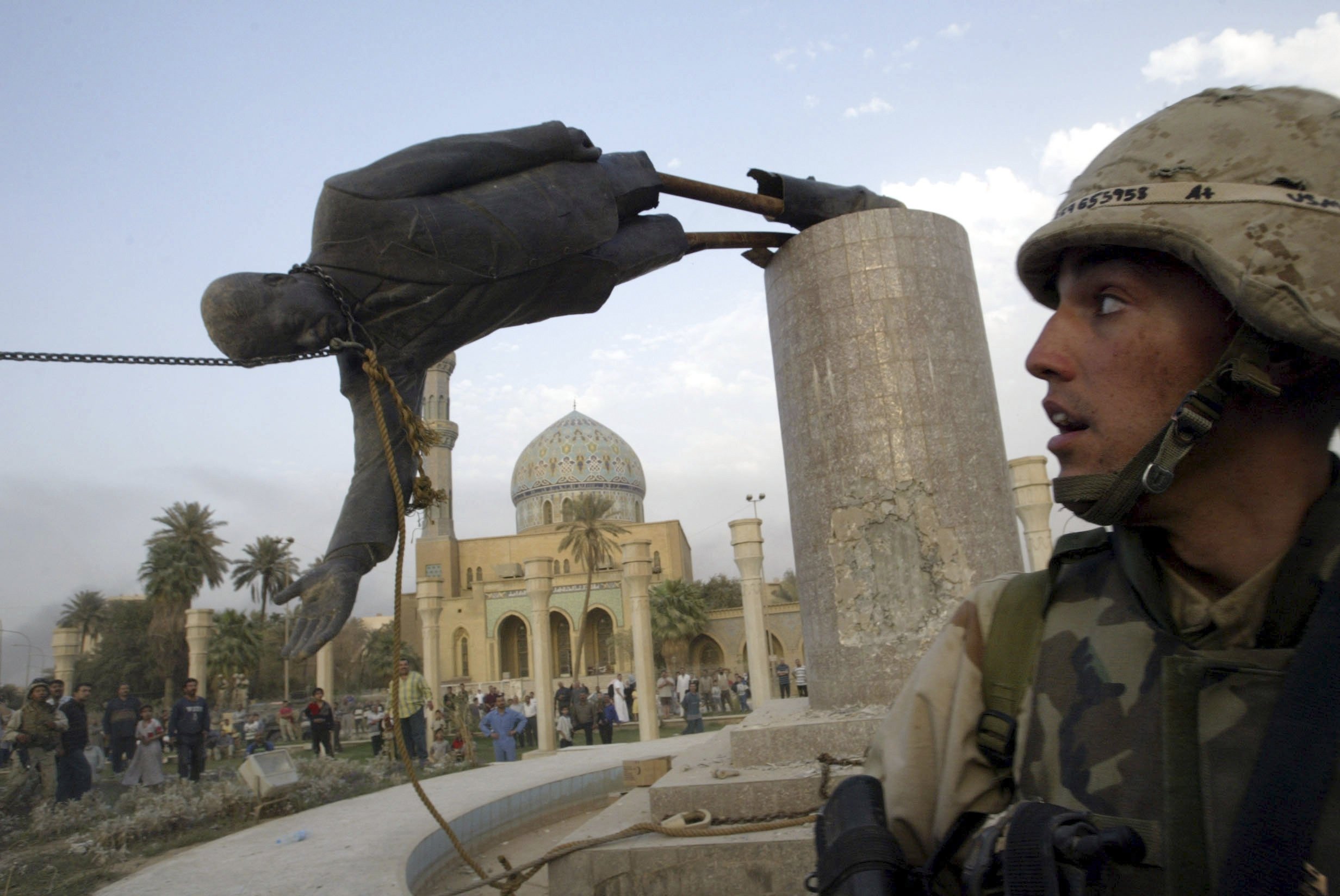 About that toppling of the Saddam Hussein statue in Baghdad ...