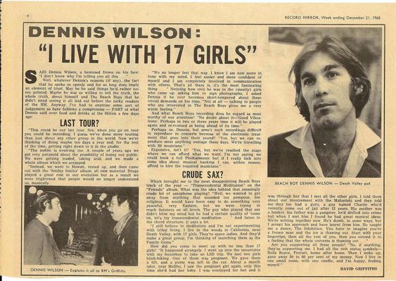 Dennis Wilson (Record Mirror, 1968)