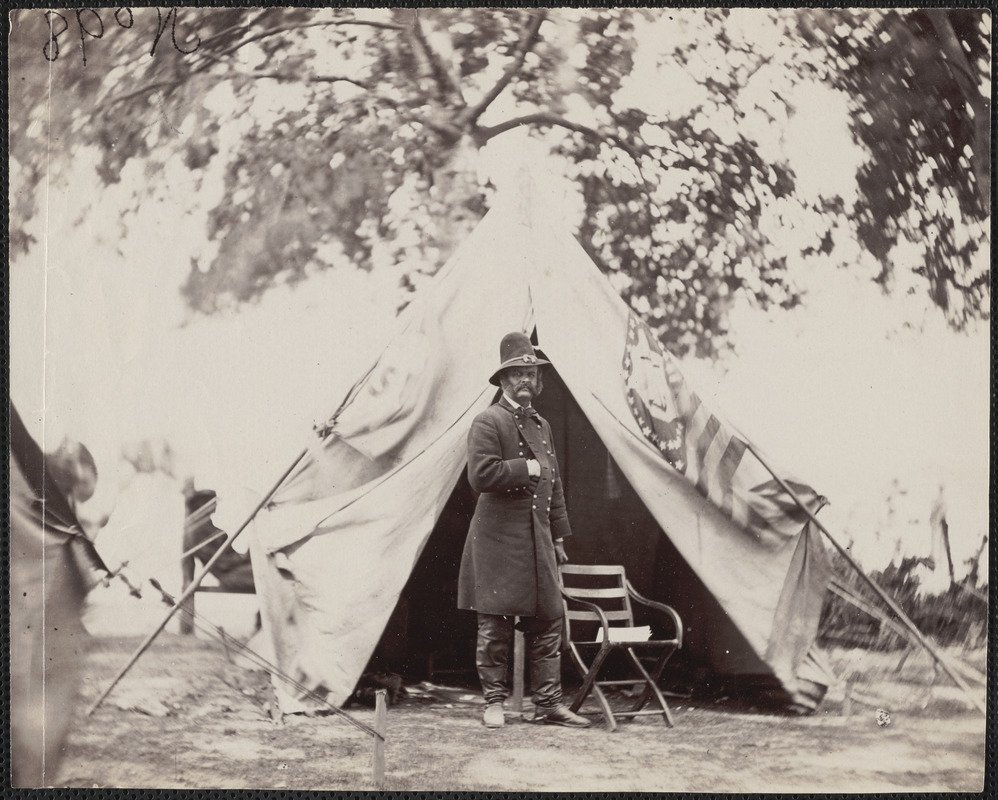 Major General Ambrose E. Burnside at headquarters tent, taken in front of Petersburg General Burnside - Digital Commonwealth