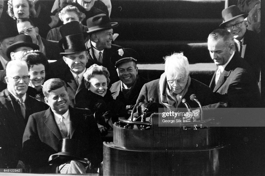 Poet Robert Frost reading his poem, "The Gift Outright," at President... News Photo - Getty Images