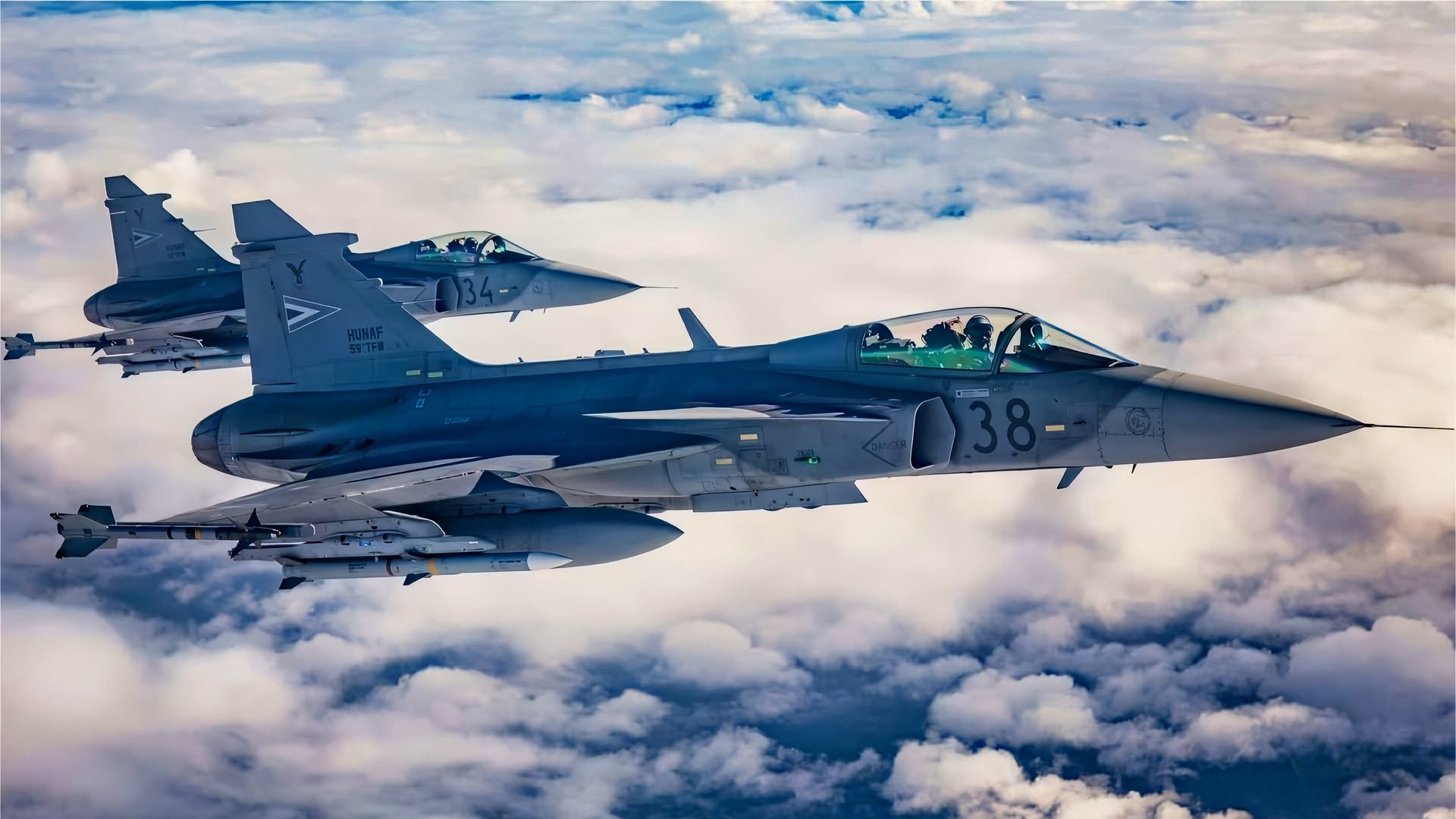 JAS 39 Gripen Flying in Formation