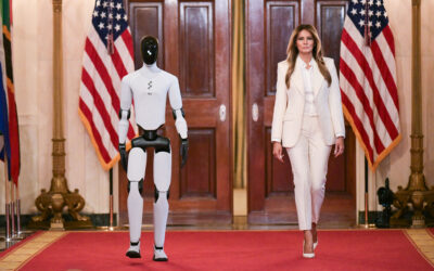Surreal Footage Shows Melania Trump Walking Into White House Summit With Humanoid Robot
