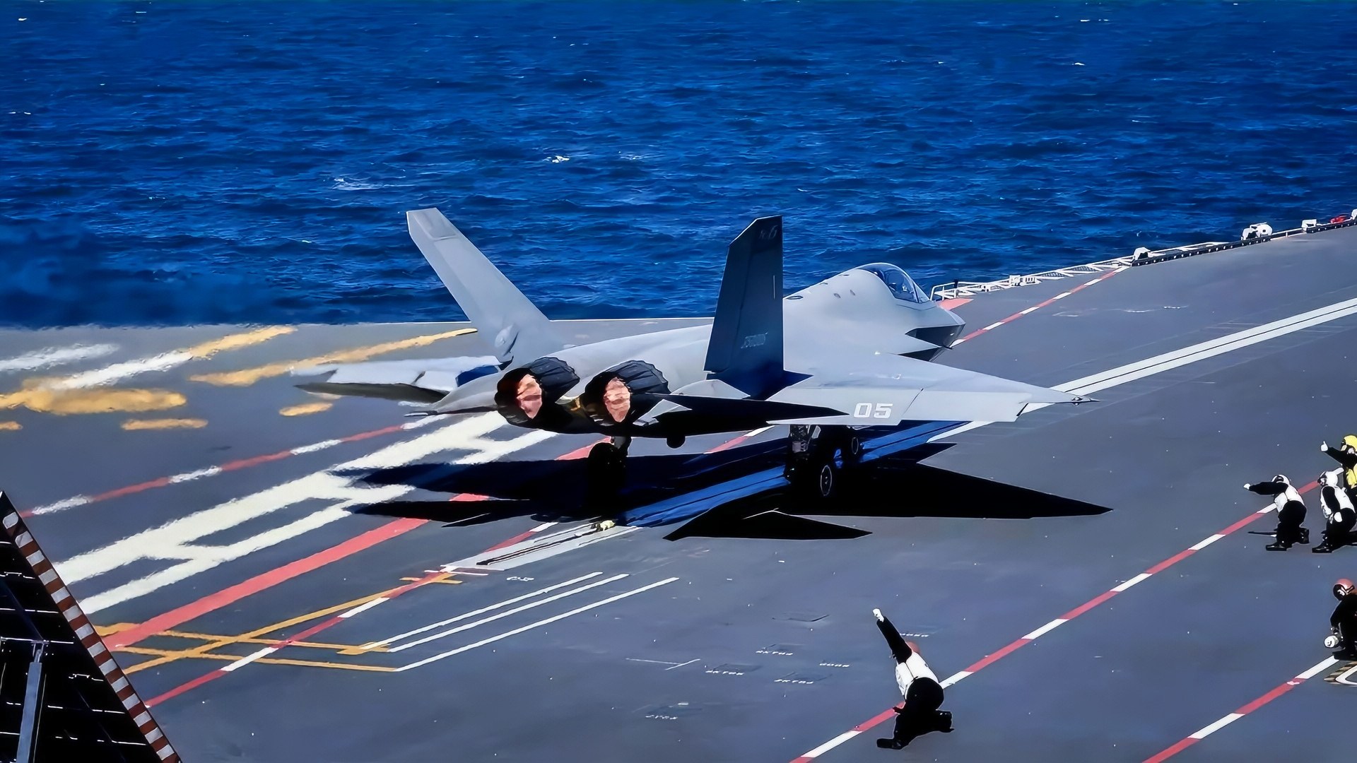China New J-35 Fighter on Aircraft Carrier