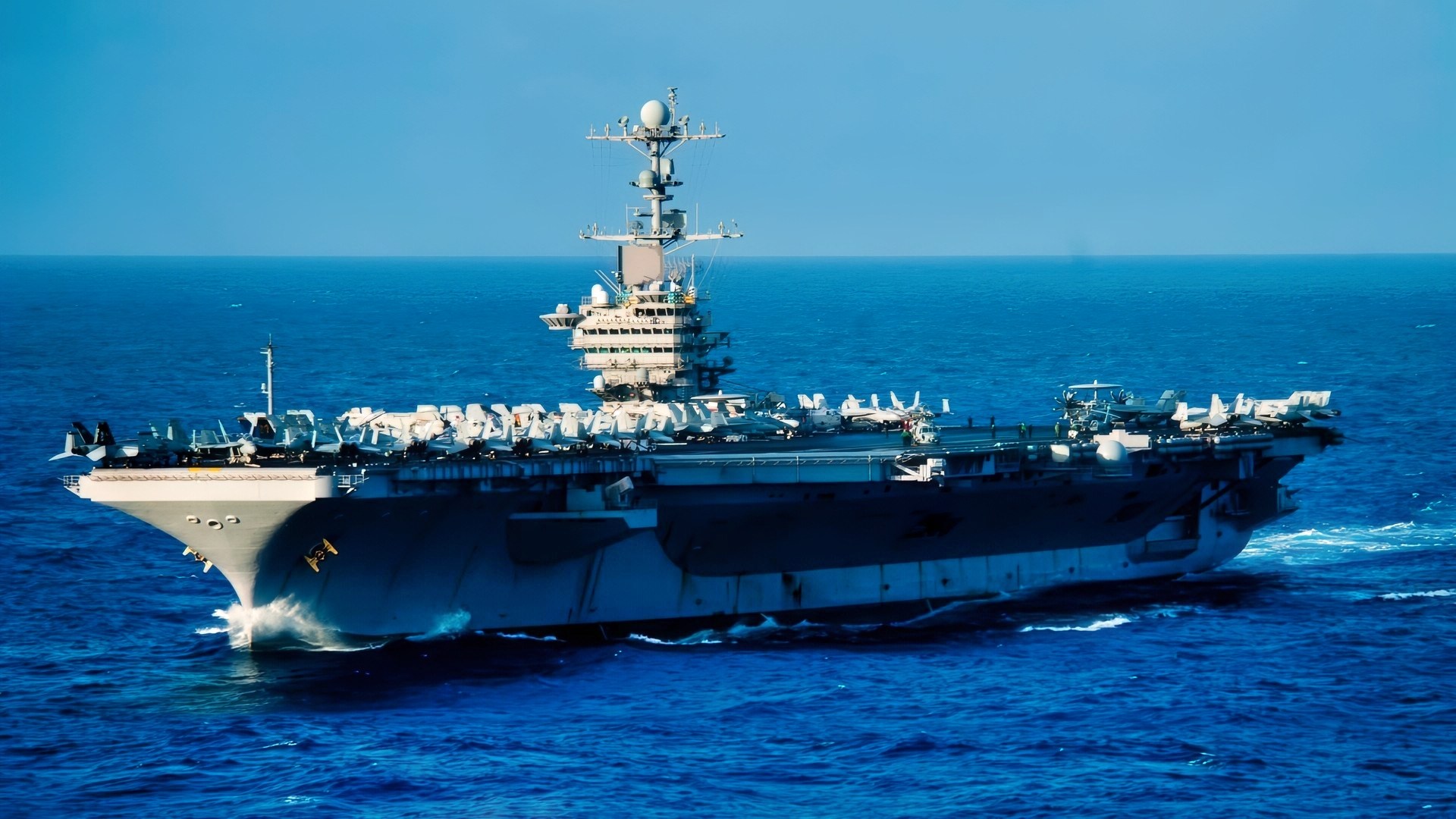 PACIFIC OCEAN (Feb. 9, 2012) The Nimitz-class aircraft carrier USS John C. Stennis (CVN 74) transits the Pacific Ocean. John C. Stennis is operating in the U.S. 7th Fleet area of responsibility while on a seven-month deployment. (U.S. Navy photo by Mass Communication Specialist 3rd Class Kenneth Abbate/Released) 120209-N-OY799-056