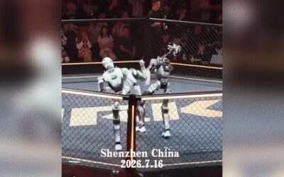 Brutal Humanoid Robot Cage Match Stops Abruptly When One of the Robot’s Heads Pops Off
