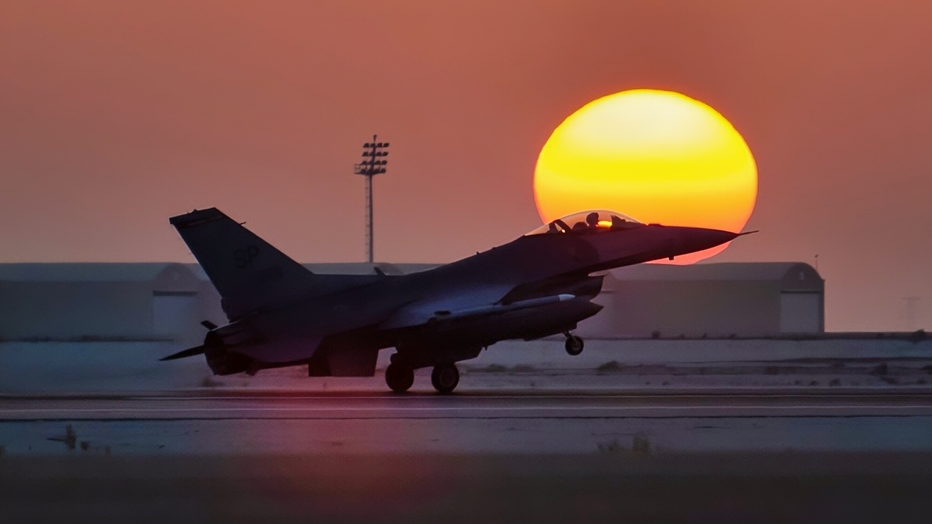 F-16 in Sunset US Air Force Photo